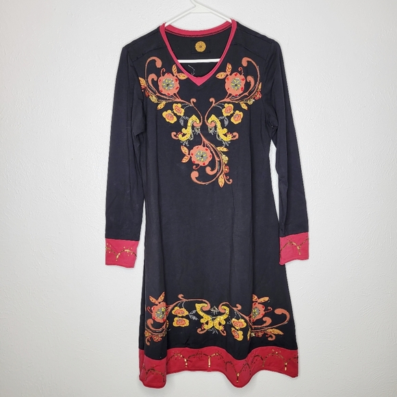 Double D Ranch Dresses & Skirts - Double D Ranch Beaded Longsleeve Dress Women's Size Medium